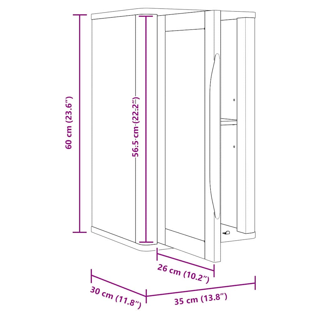 Armario de pared para baño con estante FLORO 35 x 30 x 60 cm