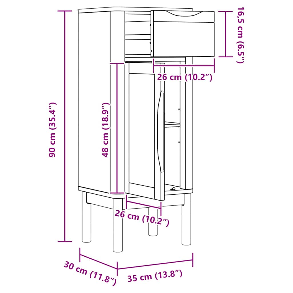 Mueble de Cuarto de Baño con cajón FLORO 35 x 30 x 90 cm
