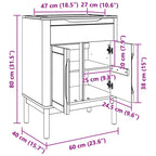Mueble de lavabo para baño con estante FLORO 60 x 40 x 80 cm