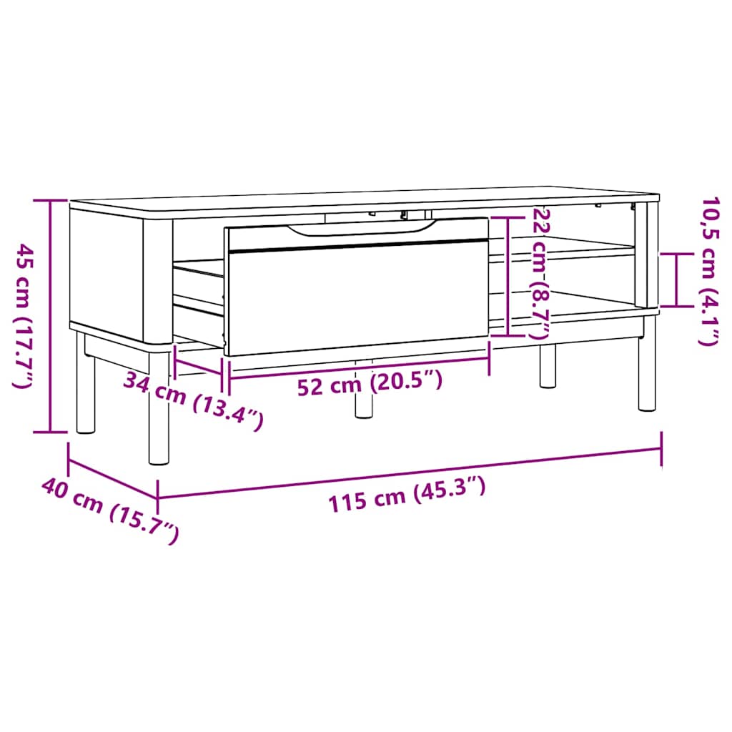 Banco de pasillo con cajón FLORO Marrón cera 115 x 40 x 45 cm