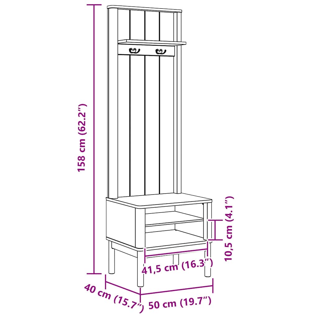 Mueble de recibidor con estante FLORO 50 x 40 x 158 cm