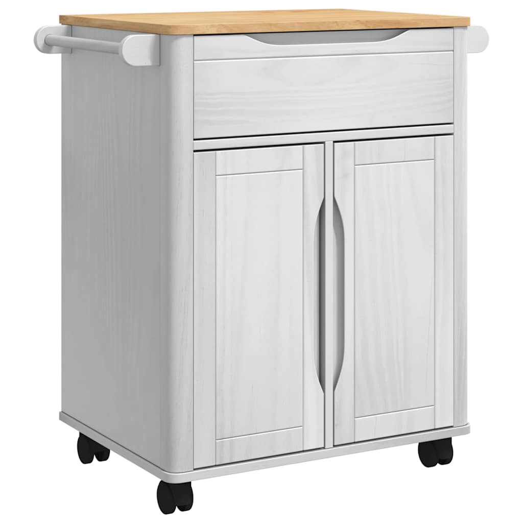 Carro de Cocina FLORO 72,5 x 45 x 80 cm Madera de Pino Macizo