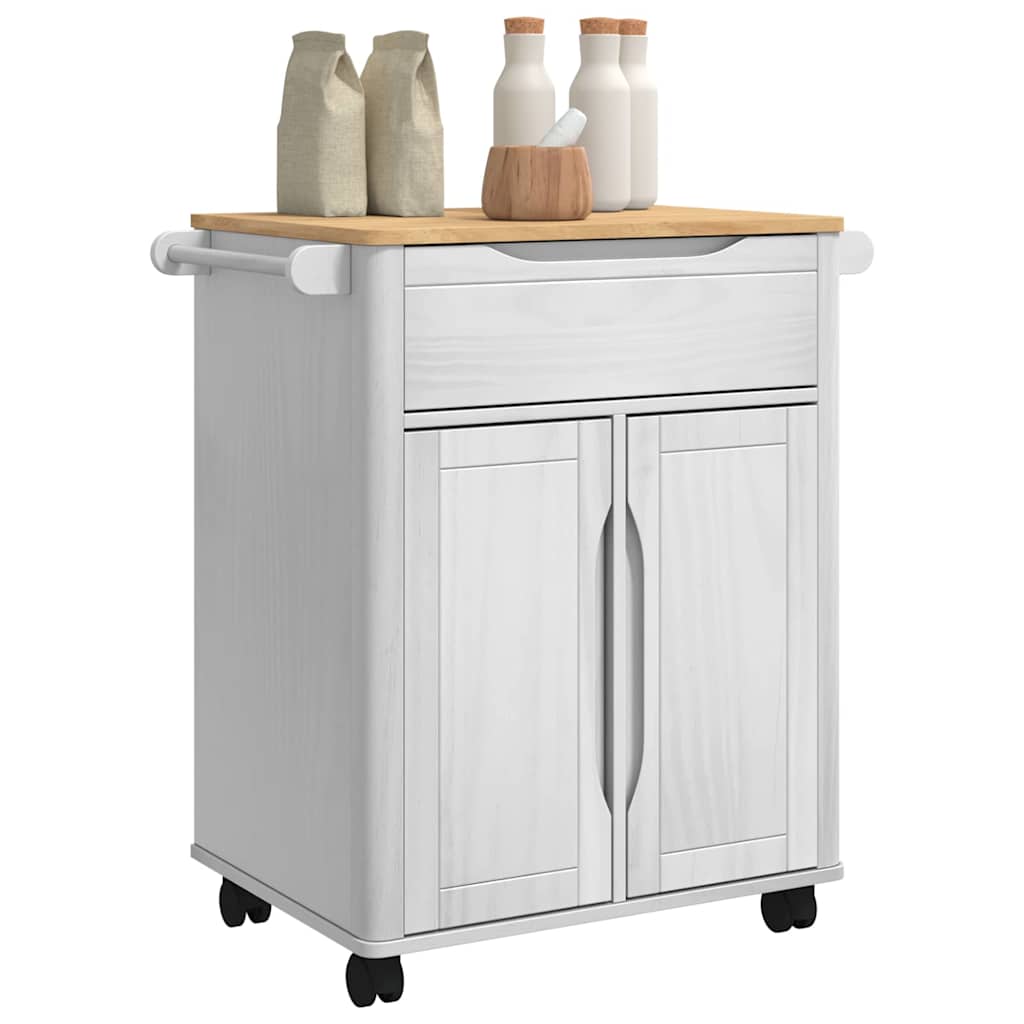 Carro de Cocina FLORO 72,5 x 45 x 80 cm Madera de Pino Macizo