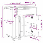 Carro de Cocina FLORO 72,5 x 45 x 80 cm Madera de Pino Macizo