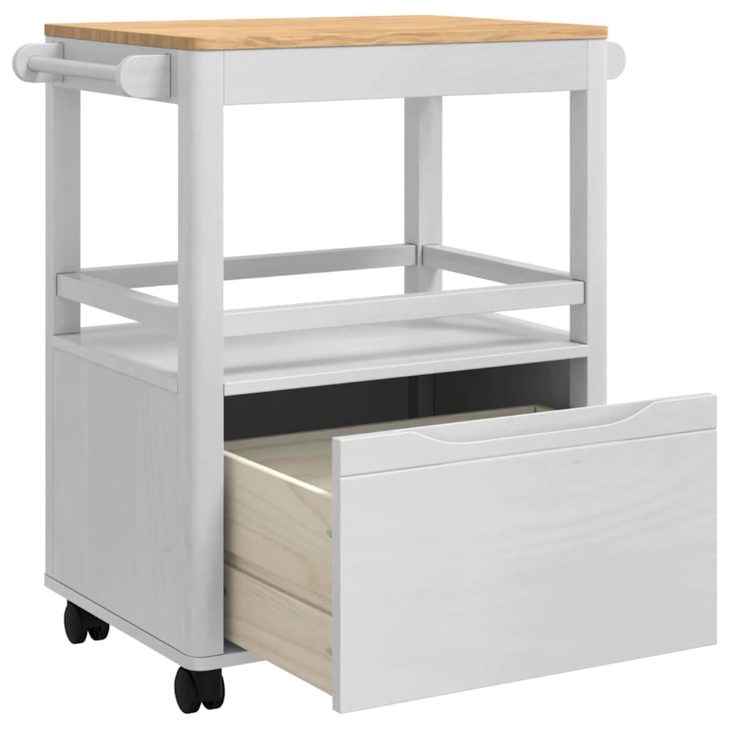 Carro de Cocina FLORO 72,5 x 45 x 80 cm Madera de Pino Macizo