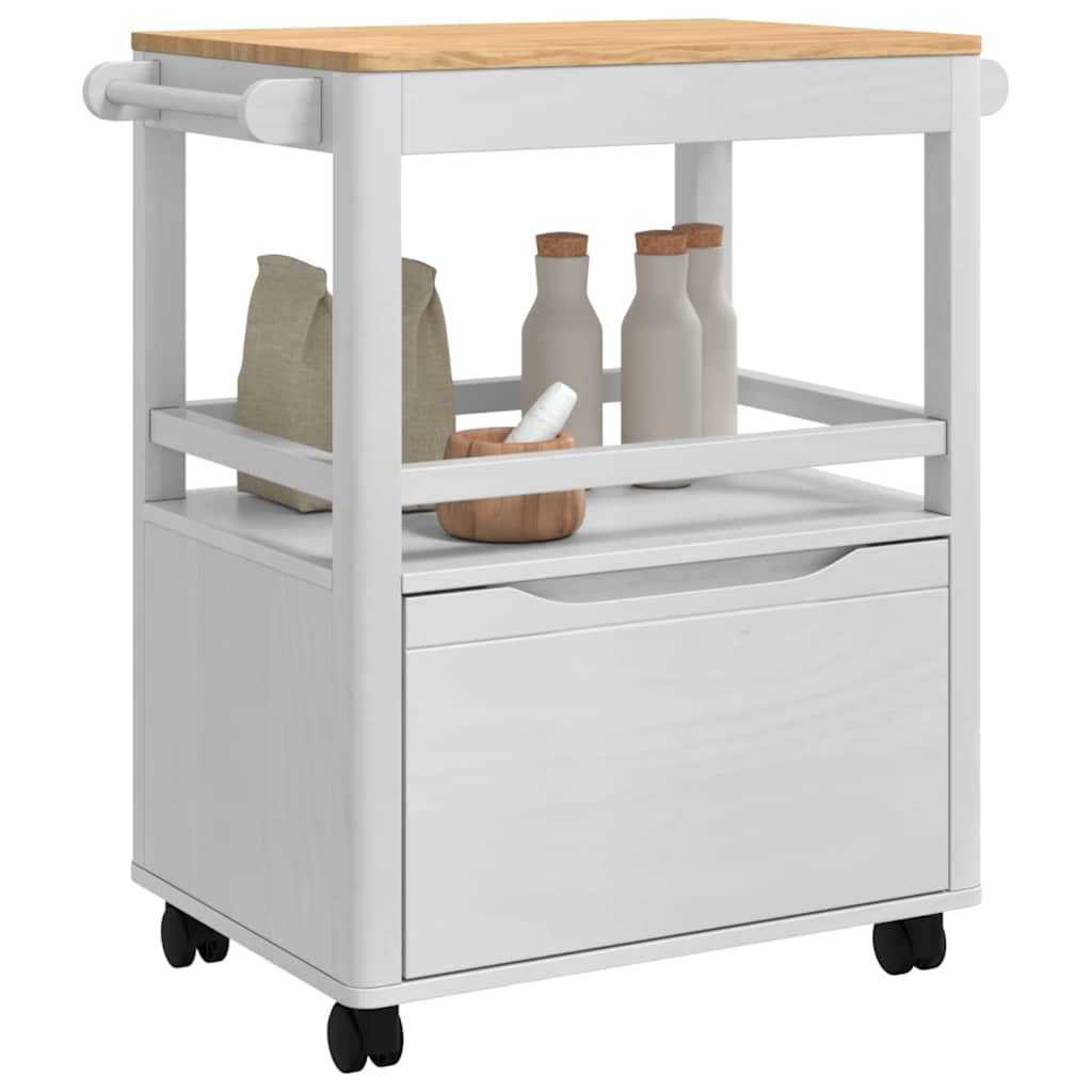 Carro de Cocina FLORO 72,5 x 45 x 80 cm Madera de Pino Macizo