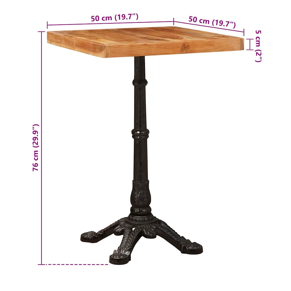 Mesa de Bistró Marrón 50 x 50 x 76 cm Madera de Acacia Sólida