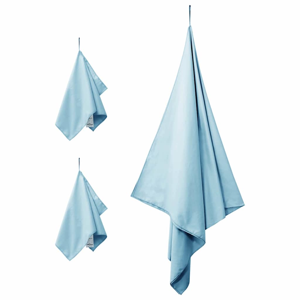 Set de Toallas de Deportes 3 pcs Azul Poliéster y Poliamida