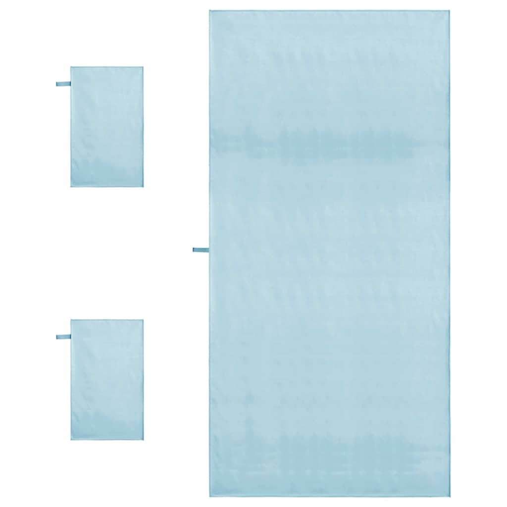 Set de Toallas de Deportes 3 pcs Azul Poliéster y Poliamida
