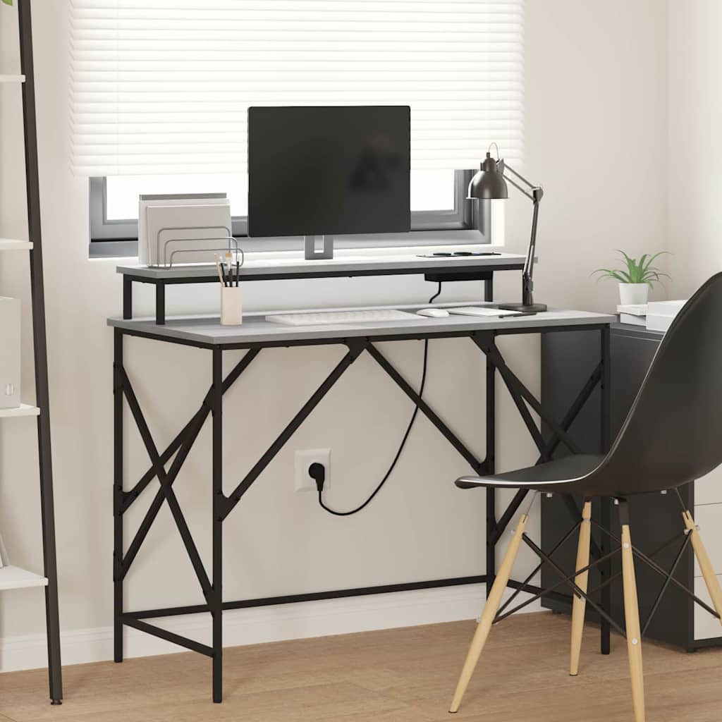Desk with shelf Smoked oak 100 x 50 x 86.5 cm