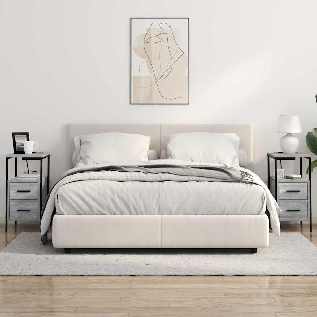 Armario de Noche con cajón 2 pcs Gris Sonoma 30 x 48 x 61 cm