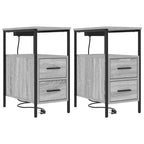 Armario de Noche con cajón 2 pcs Gris Sonoma 30 x 48 x 61 cm