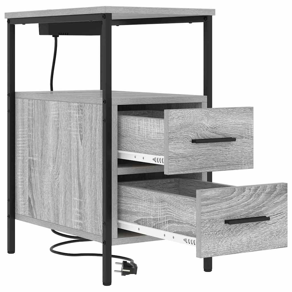 Armario de Noche con cajón 2 pcs Gris Sonoma 30 x 48 x 61 cm