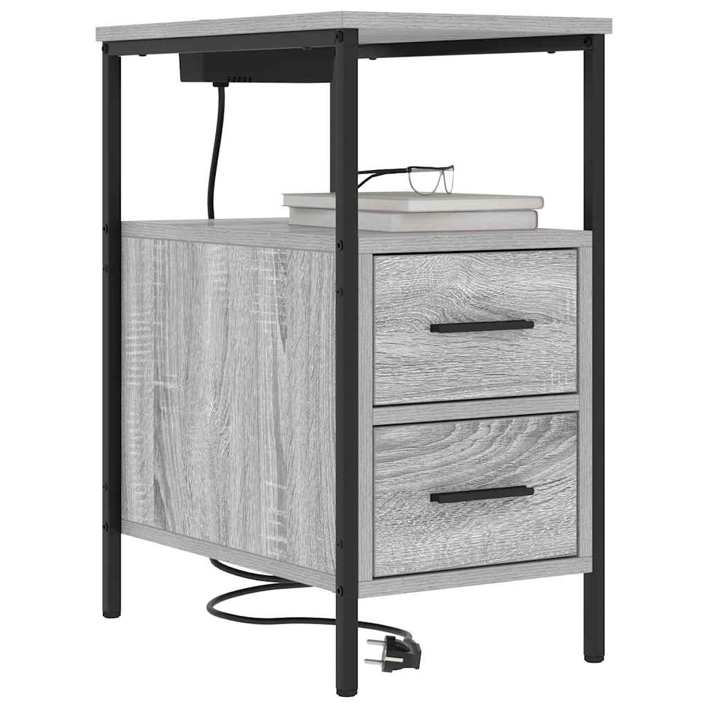 Armario de Noche con cajón 2 pcs Gris Sonoma 30 x 48 x 61 cm