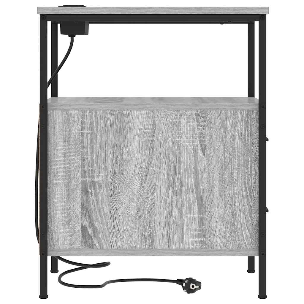 Armario de Noche con cajón 2 pcs Gris Sonoma 30 x 48 x 61 cm