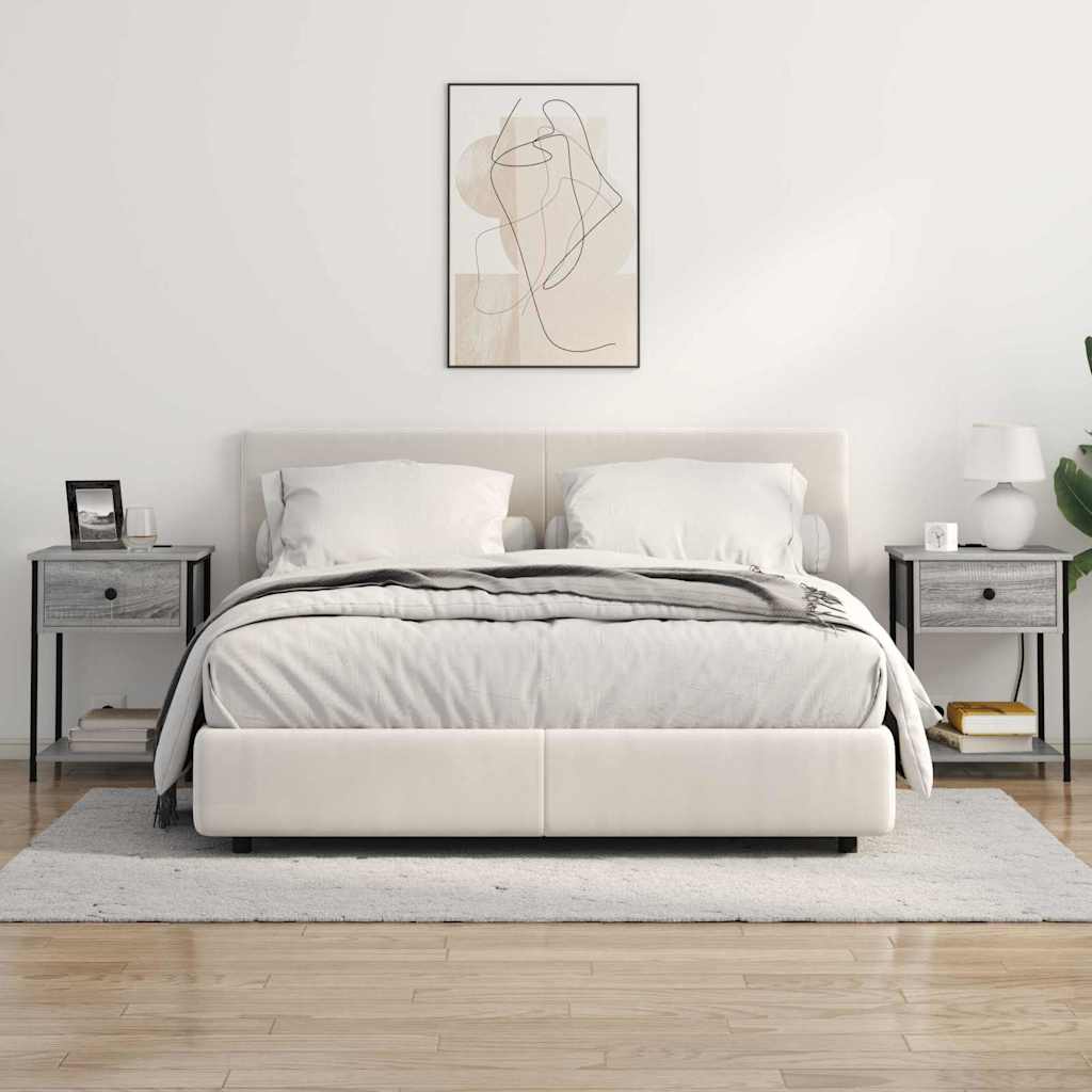 Armario de Noche con cajón 2 pcs Gris Sonoma 42 x 41 x 56 cm