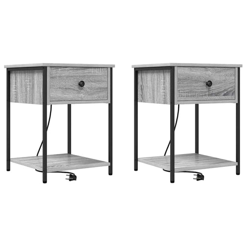 Nightstand with drawer 2 pcs Sonoma Grey 42 x 41 x 56 cm