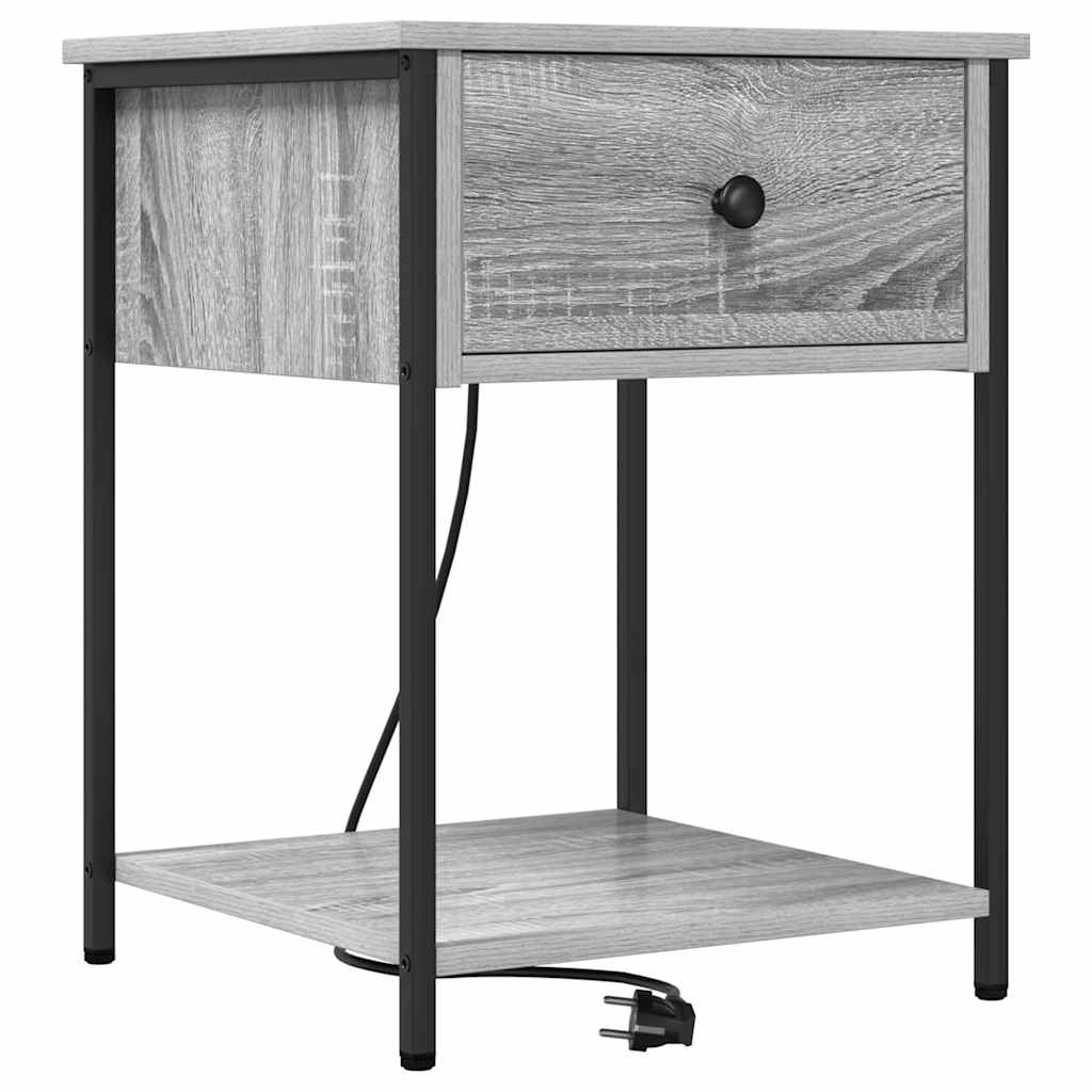 Armario de Noche con cajón 2 pcs Gris Sonoma 42 x 41 x 56 cm