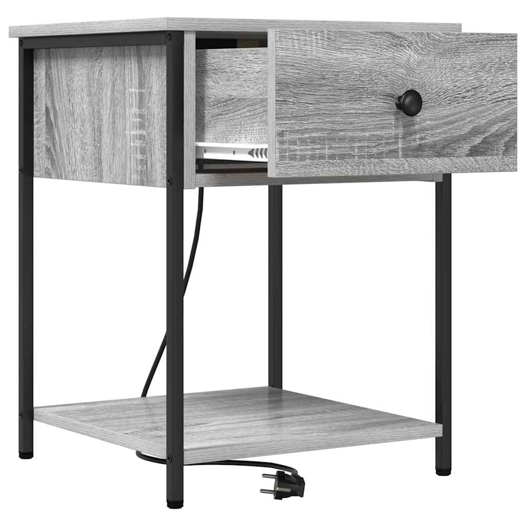 Armario de Noche con cajón 2 pcs Gris Sonoma 42 x 41 x 56 cm