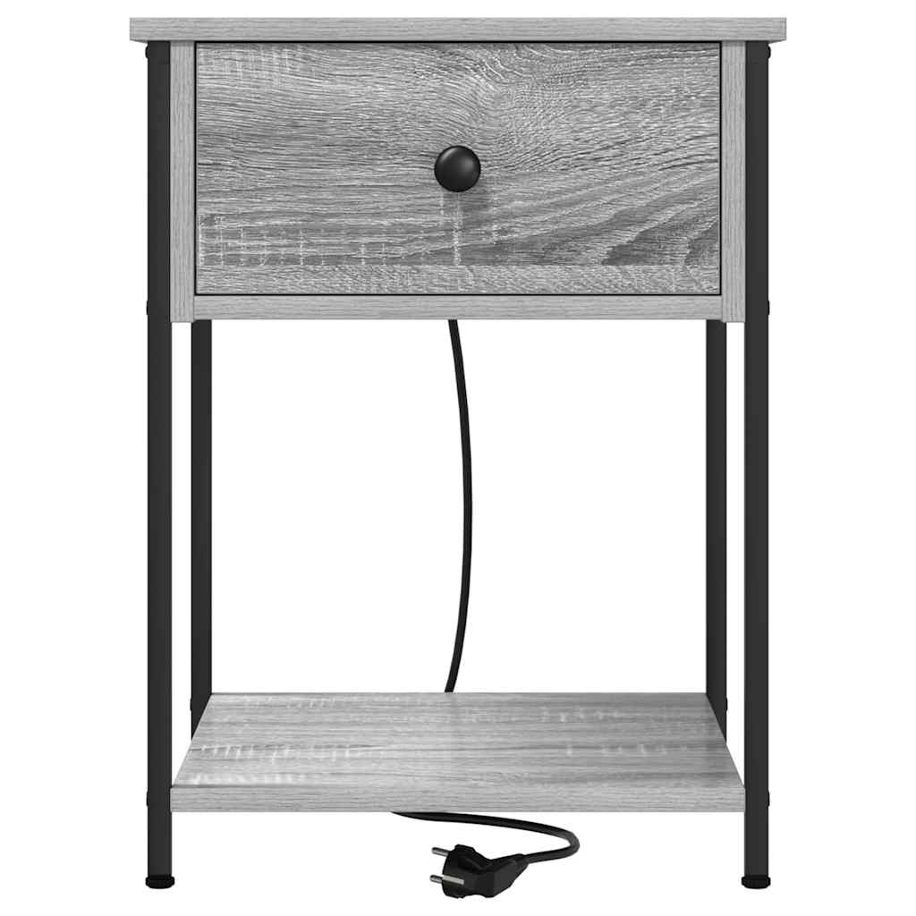 Armario de Noche con cajón 2 pcs Gris Sonoma 42 x 41 x 56 cm