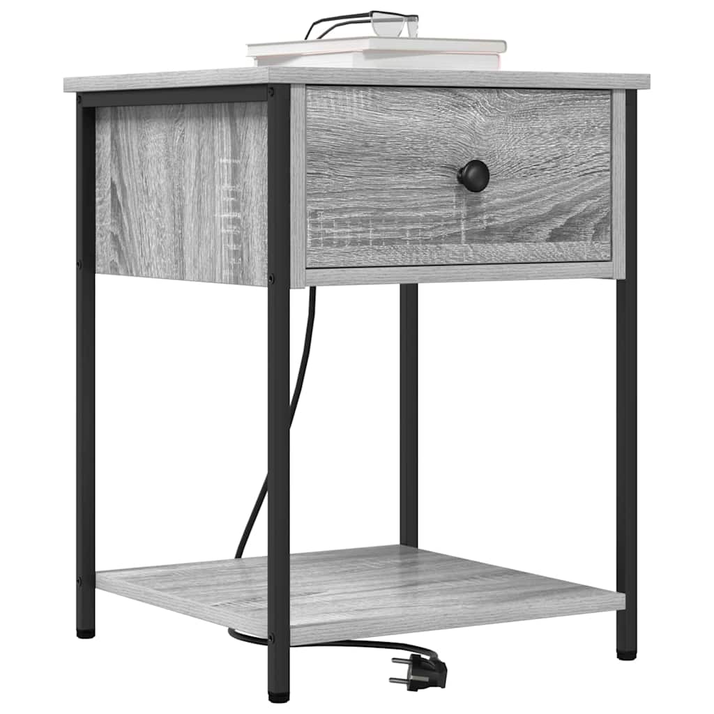 Armario de Noche con cajón 2 pcs Gris Sonoma 42 x 41 x 56 cm