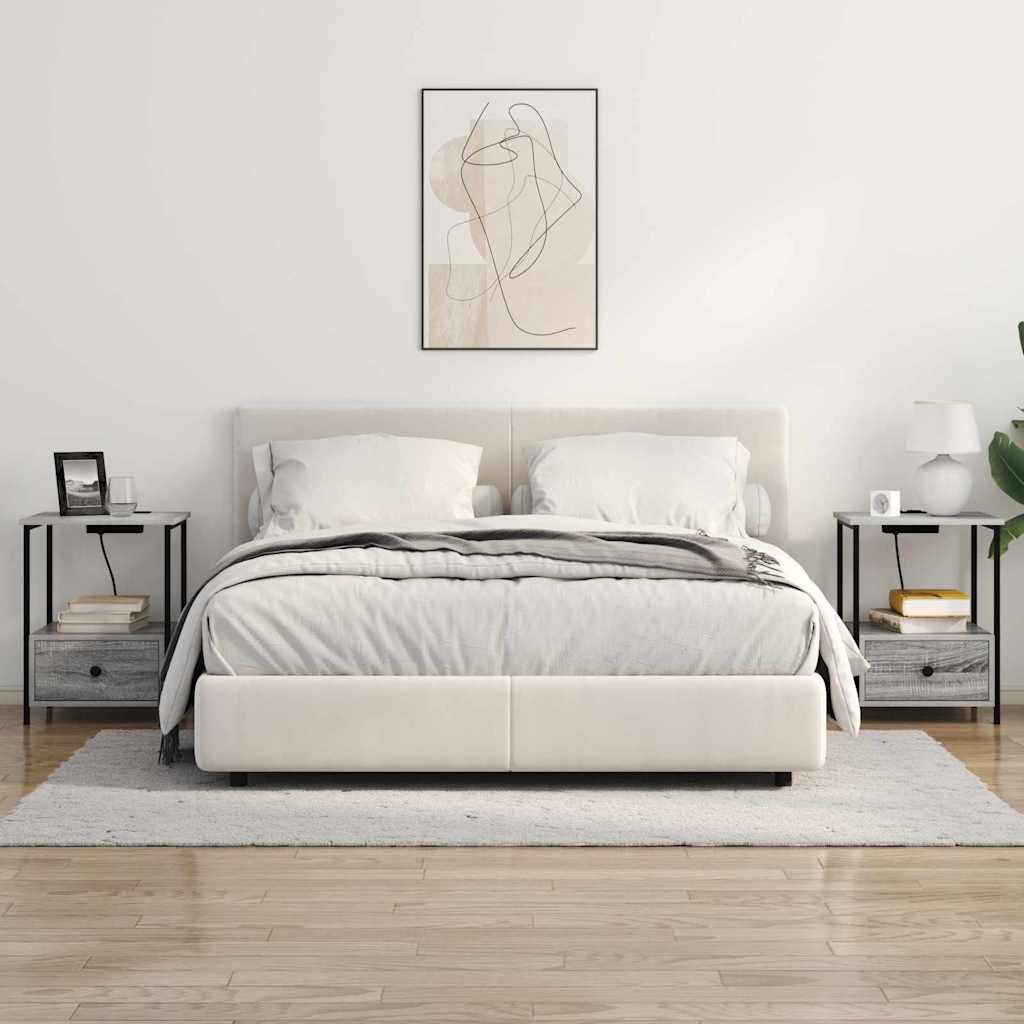 Armario de Noche con cajón 2 pcs Gris Sonoma 42 x 41 x 56 cm