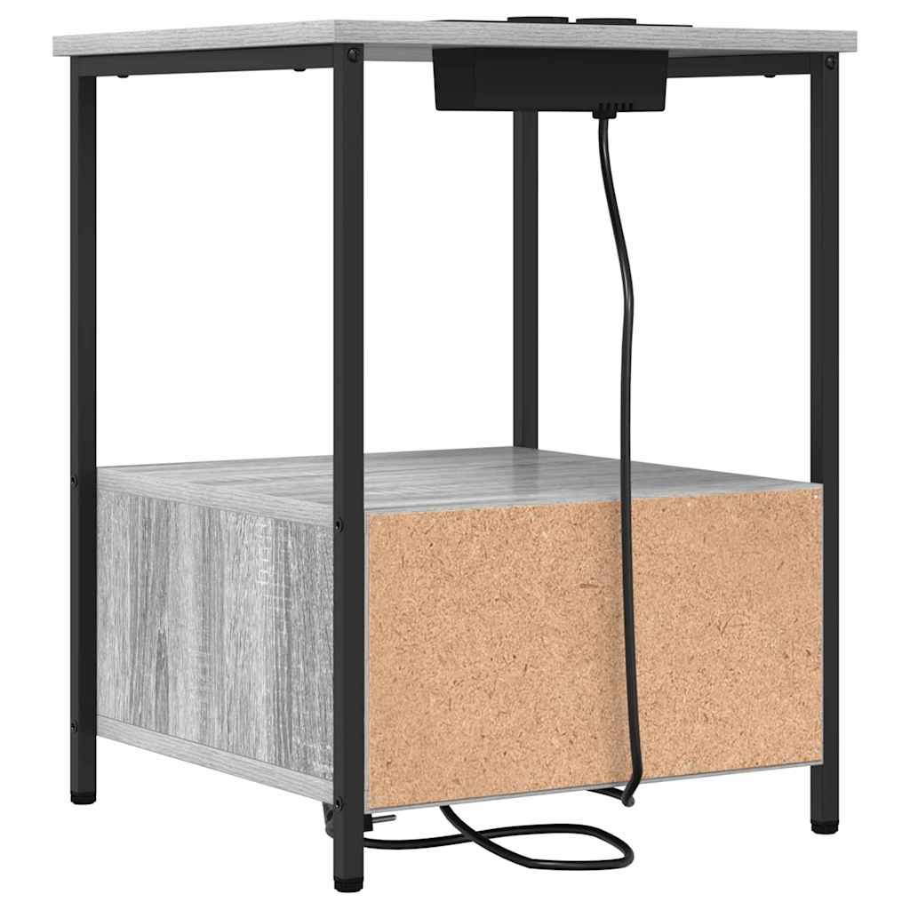 Armario de Noche con cajón 2 pcs Gris Sonoma 42 x 41 x 56 cm
