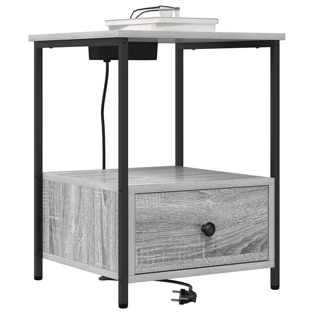 Armario de Noche con cajón 2 pcs Gris Sonoma 42 x 41 x 56 cm