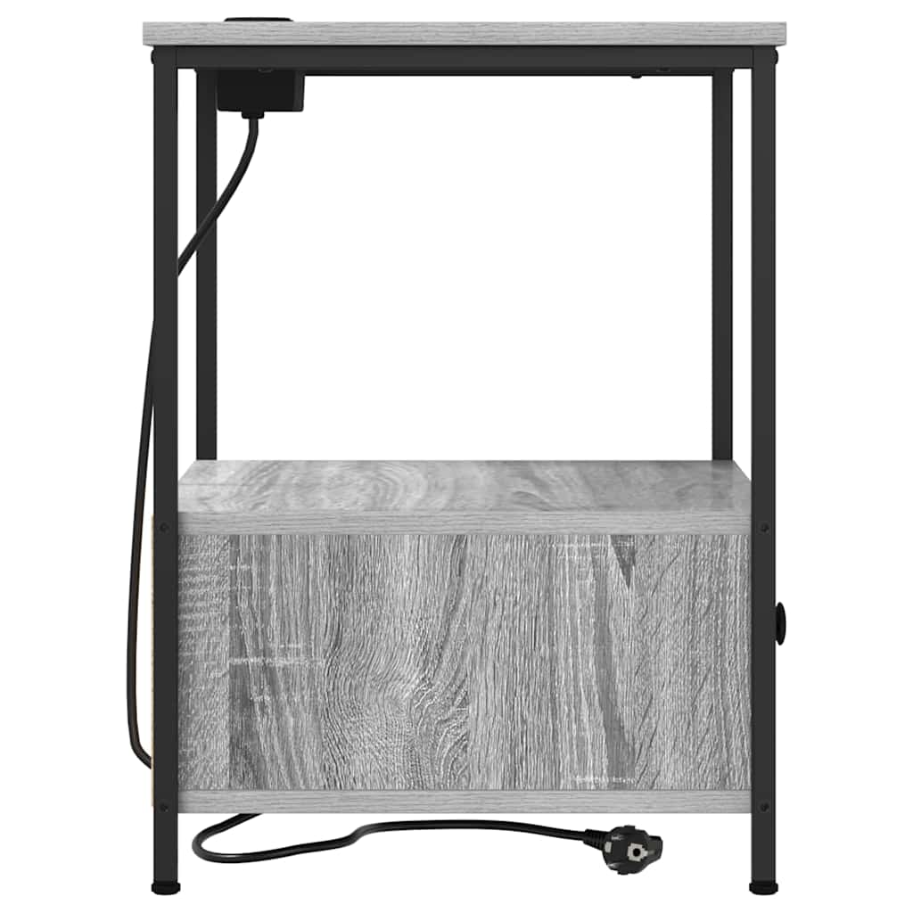 Armario de Noche con cajón 2 pcs Gris Sonoma 42 x 41 x 56 cm