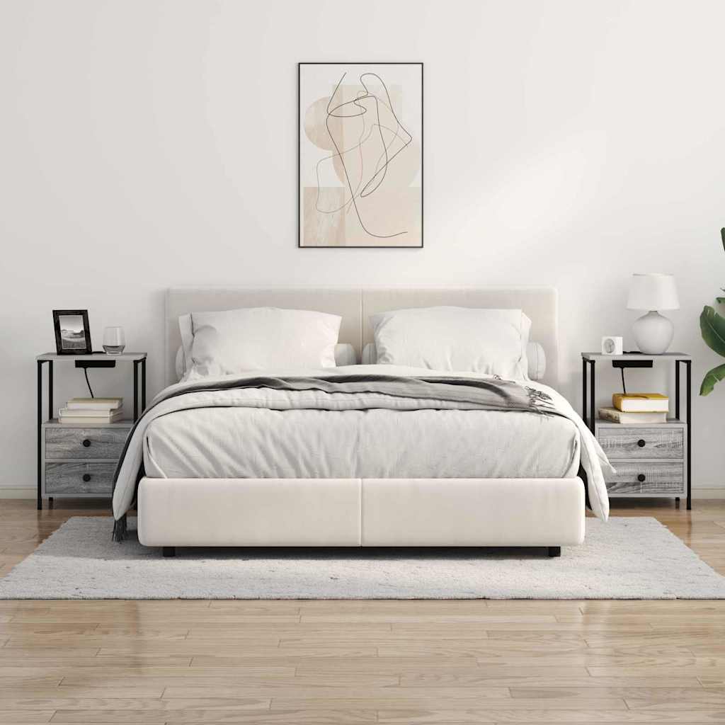 Armario de Noche con cajón 2 pcs Gris Sonoma 40 x 31 x 60 cm