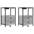 Armario de Noche con cajón 2 pcs Gris Sonoma 40 x 31 x 60 cm