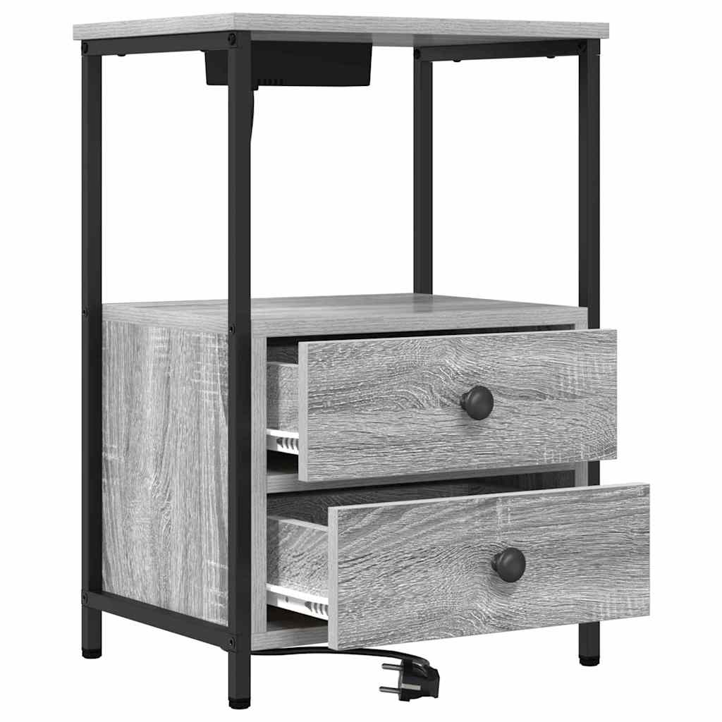 Armario de Noche con cajón 2 pcs Gris Sonoma 40 x 31 x 60 cm