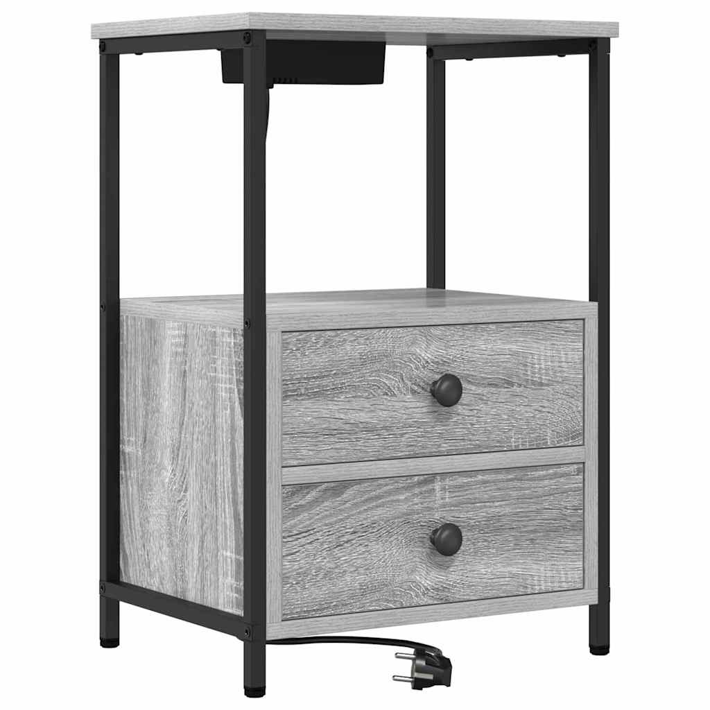 Armario de Noche con cajón 2 pcs Gris Sonoma 40 x 31 x 60 cm