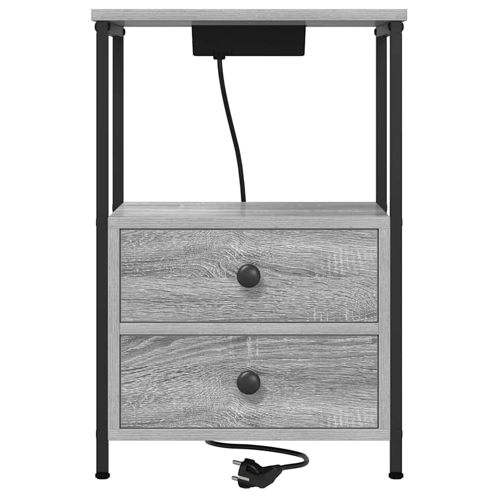 Armario de Noche con cajón 2 pcs Gris Sonoma 40 x 31 x 60 cm