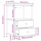Armario de Noche con cajón 2 pcs Gris Sonoma 40 x 31 x 60 cm