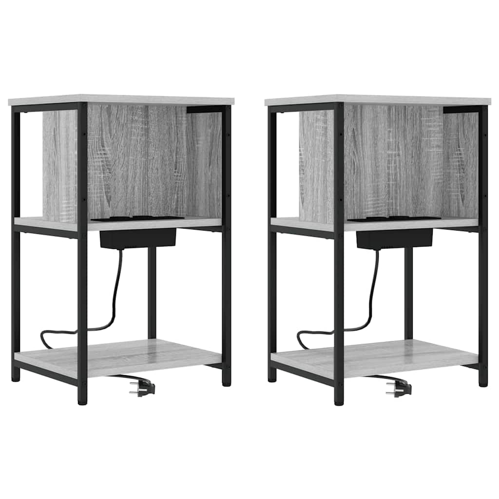 Armario de Noche 2 pcs Gris Sonoma 38 x 31 x 61 cm