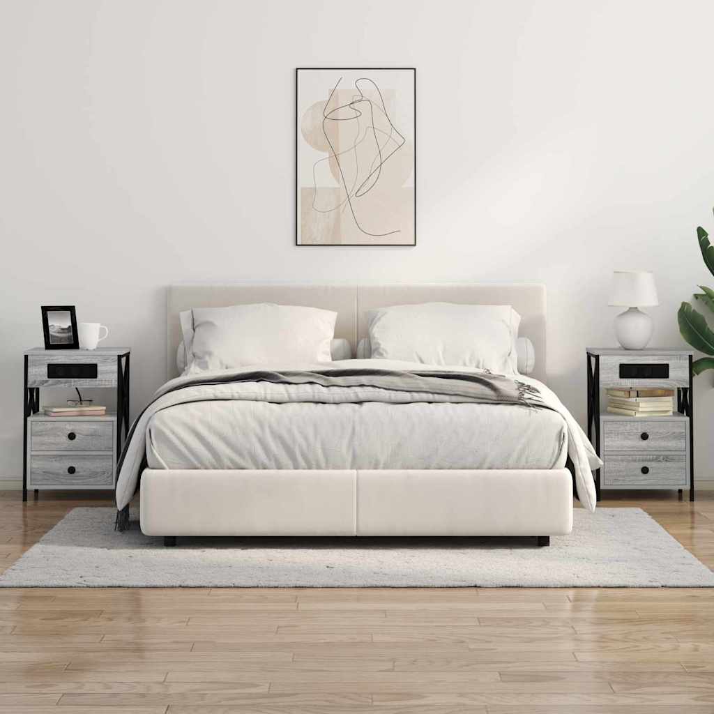 Armario de Noche con cajón 2 pcs Gris Sonoma 40 x 31 x 60 cm