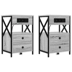 Armario de Noche con cajón 2 pcs Gris Sonoma 40 x 31 x 60 cm