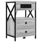 Armario de Noche con cajón 2 pcs Gris Sonoma 40 x 31 x 60 cm