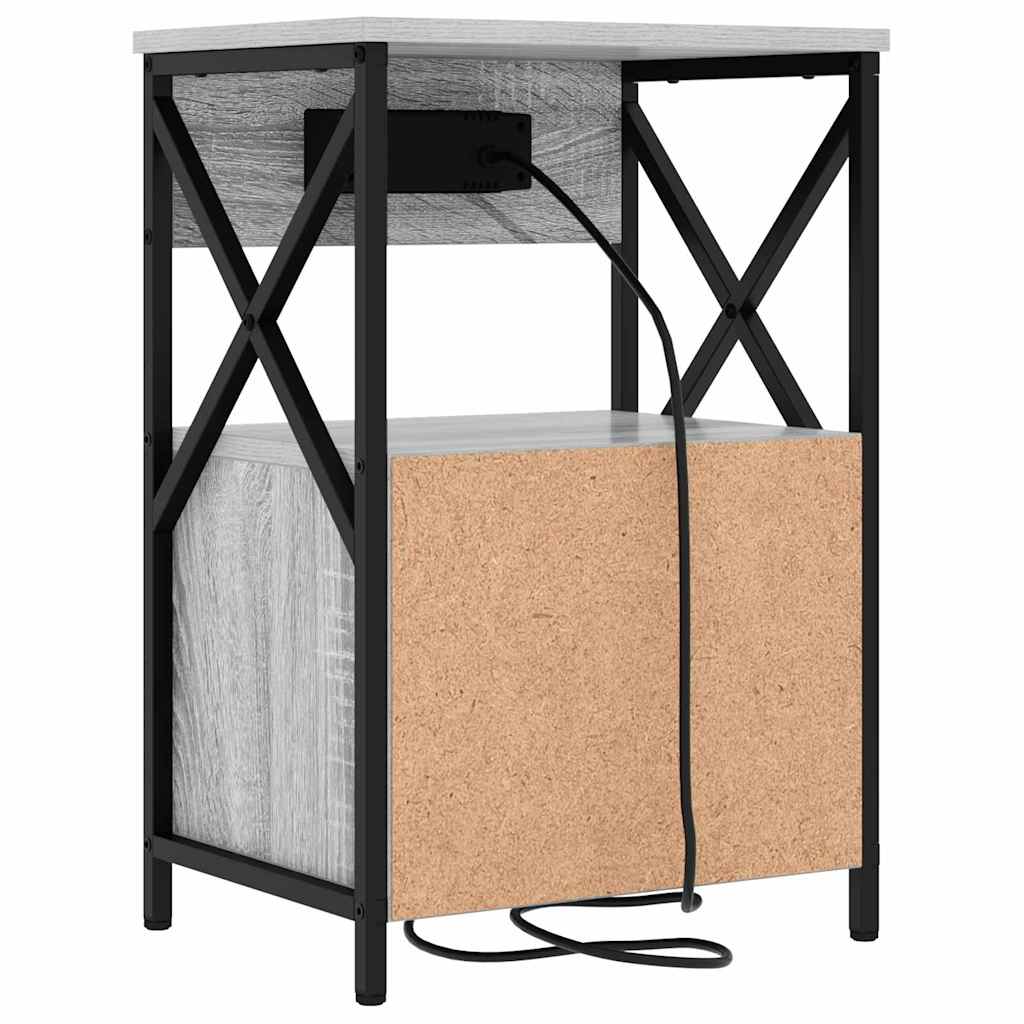 Armario de Noche con cajón 2 pcs Gris Sonoma 40 x 31 x 60 cm