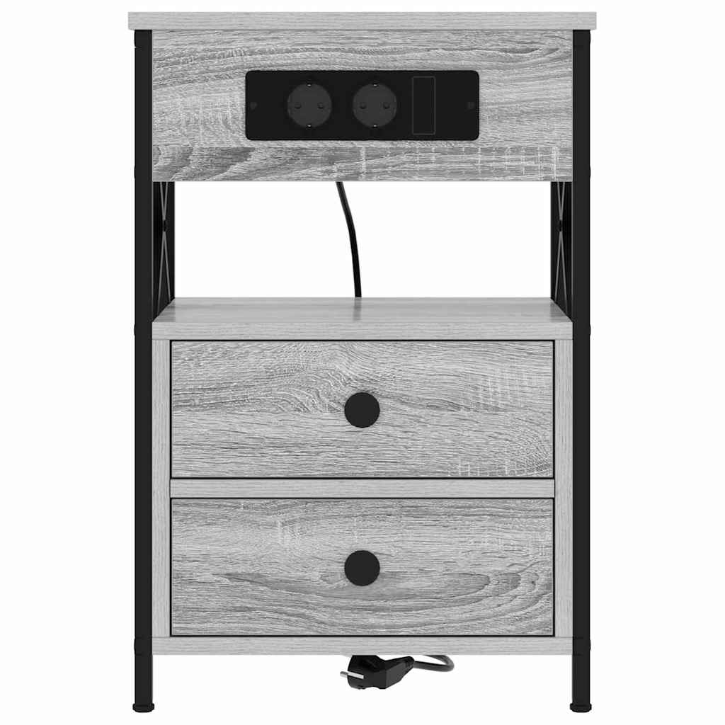 Armario de Noche con cajón 2 pcs Gris Sonoma 40 x 31 x 60 cm
