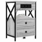 Armario de Noche con cajón 2 pcs Gris Sonoma 40 x 31 x 60 cm