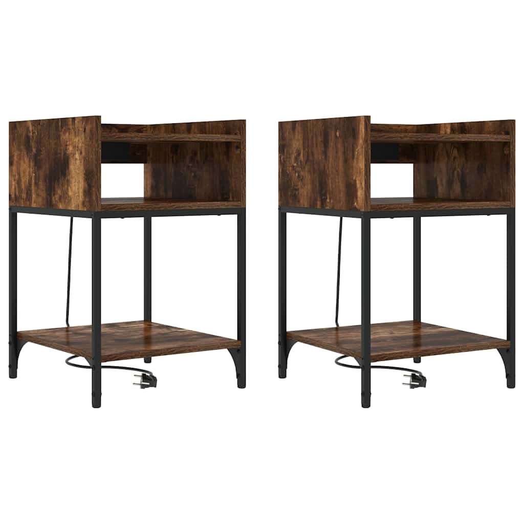 Armario de Noche 2 pcs Roble ahumado 40 x 40 x 61 cm