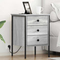 Armario de Noche con cajón 2 pcs Gris Sonoma 42 x 41 x 61 cm