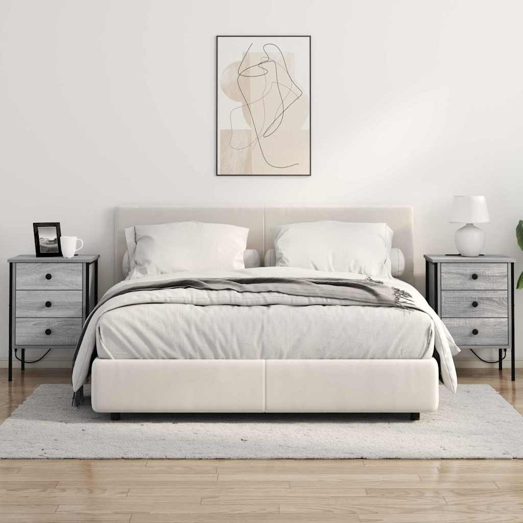 Armario de Noche con cajón 2 pcs Gris Sonoma 42 x 41 x 61 cm