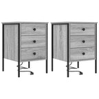 Armario de Noche con cajón 2 pcs Gris Sonoma 42 x 41 x 61 cm