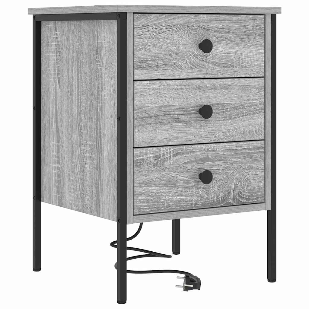 Armario de Noche con cajón 2 pcs Gris Sonoma 42 x 41 x 61 cm