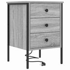 Armario de Noche con cajón 2 pcs Gris Sonoma 42 x 41 x 61 cm