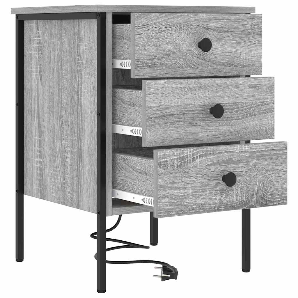 Armario de Noche con cajón 2 pcs Gris Sonoma 42 x 41 x 61 cm