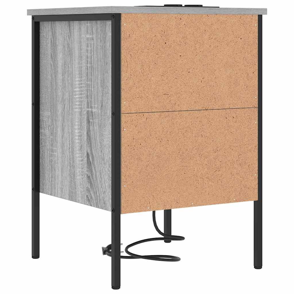 Armario de Noche con cajón 2 pcs Gris Sonoma 42 x 41 x 61 cm